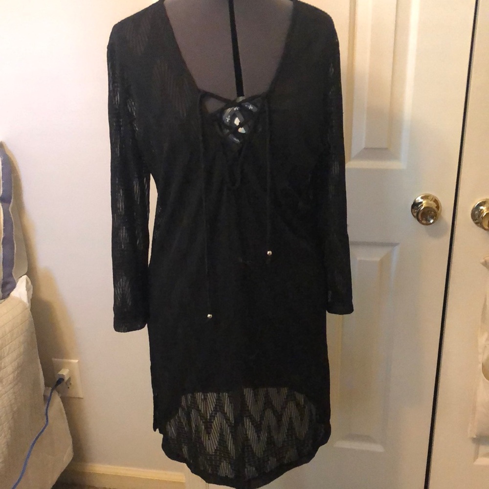 Black Sheath Long Sleeve Coverup